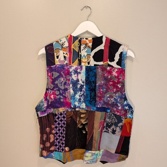 Alexandras Drive-Thur Emporium Patchwork Vest Retro ArtToWear Eclectic - Size L - Picture 2 of 8